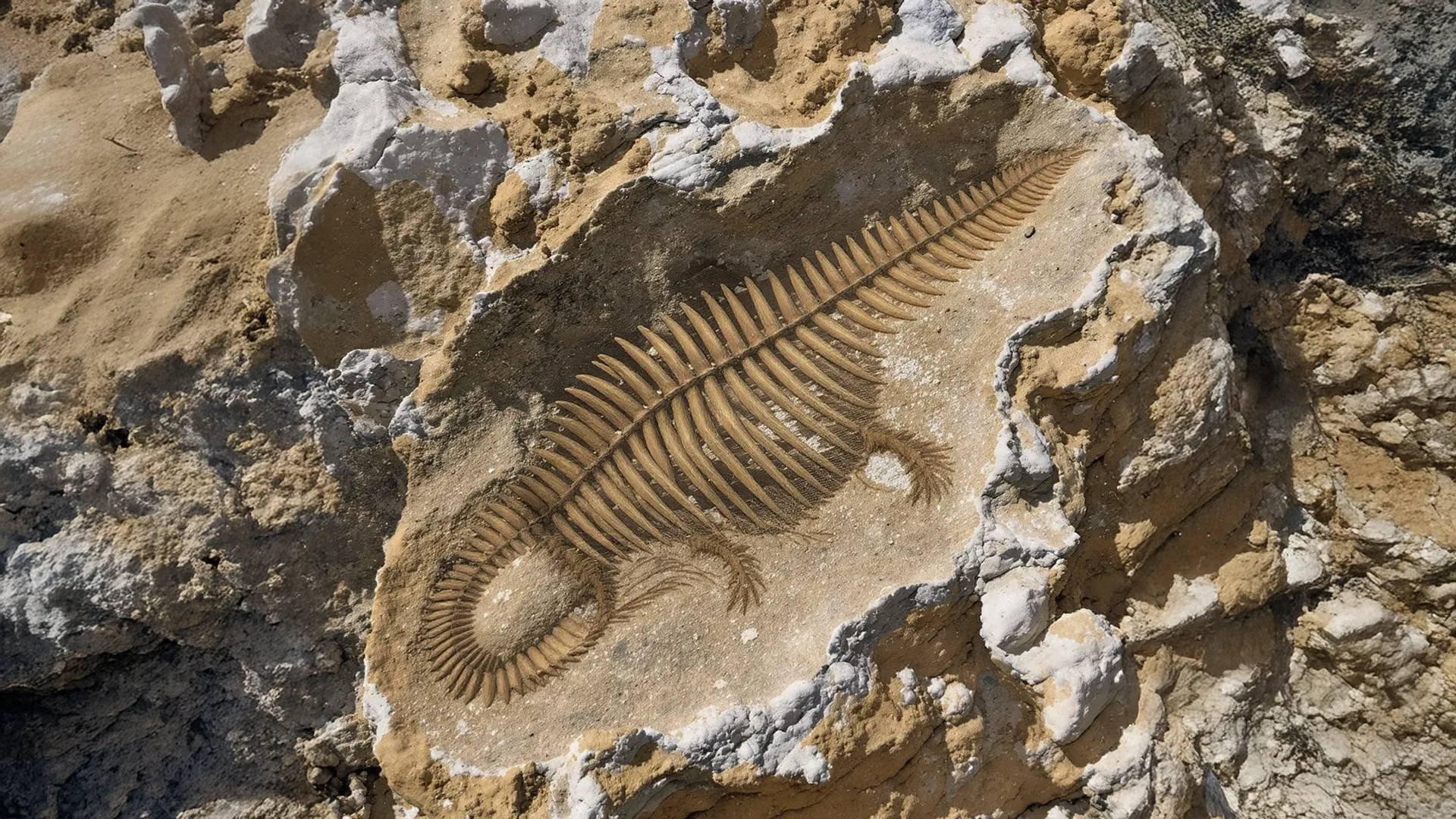 Fósil conservado de artrópodo marino en matriz sedimentaria, evidencia clave en gestión de patrimonio paleontológico